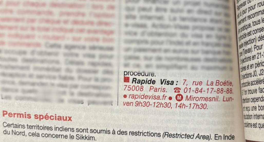 Photo de la recommandation de RapideVisa dans le Guide du Routard Inde du Nord édition 2026