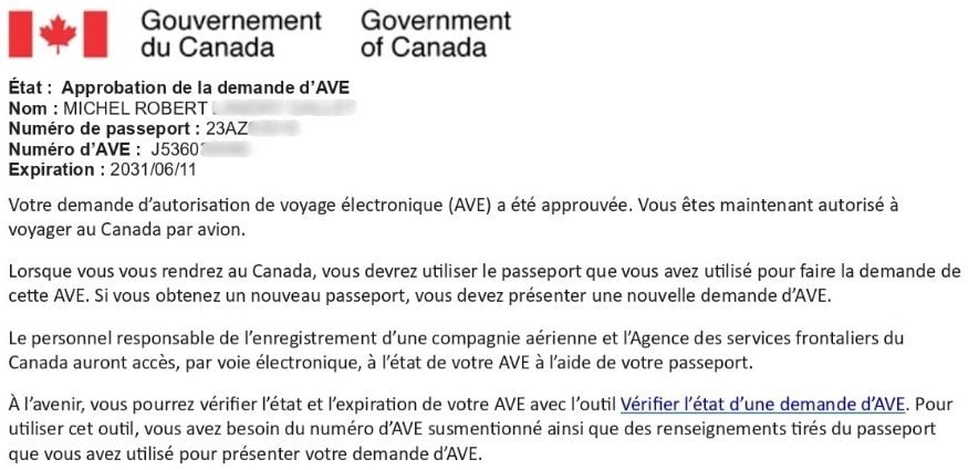 L'Autorisation AVE Canada