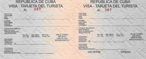 carte tourisme cuba tarjeta
