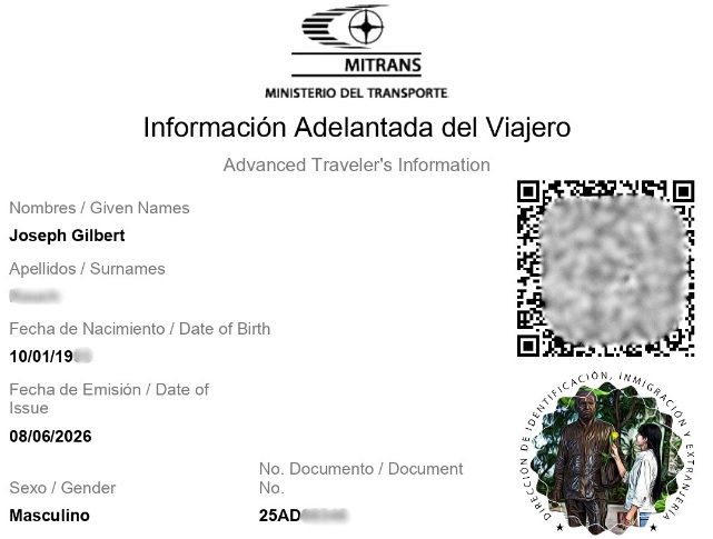 La carte d'arrivée D'Viajeros Cuba