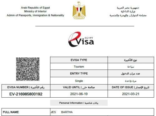 egypte visa