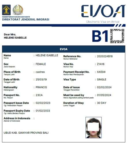 e-visa indonesie bali