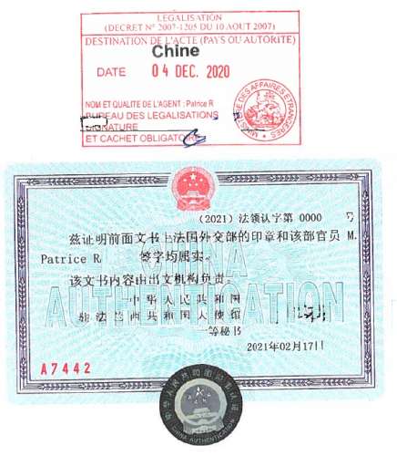 legalisation document chine