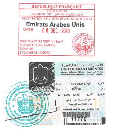 legalisation document emirats arabes unis