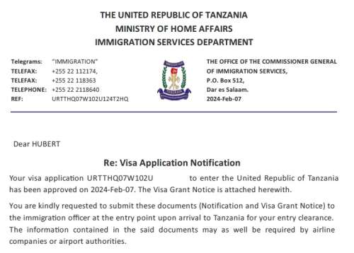 tanzanie email recup visa