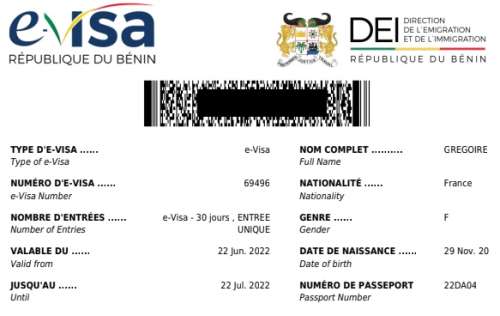 visa benin