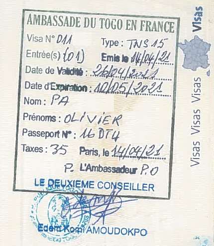 visa togo passeport